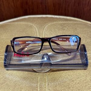 HOBO Dark Brown Rectangular Glasses - +2.00 - Ali Goricle #22020
